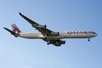 A7-AGA @ EGLL - Qatar Airways Airbus	A-340-642 - by Chris Hall