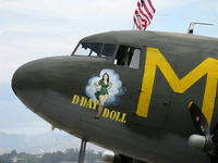 N45366 @ CMA - 1943 Douglas C-53D SKYTROOPER 'D-DAY DOLL', two Curtiss-Wright R-1820-56 1,200 Hp each, nose art - by Doug Robertson