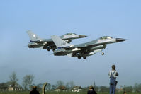 J-214 @ EHLW - very early shot of two landing F-16's. Not the black noses. - by Joop de Groot