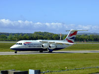 G-BZAT @ EGPH - BA RJ100 Taxing to runway 06 as Flyer 97D - by Mike stanners