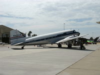 N814CL @ CMA - 1945 Douglas DC-3C, two P&W 1830-92 14 cylinder radials 1,200 Hp each. Clay Lacy's DC-3 in livery of United Airlines 'Mainliner O'Connor' - by Doug Robertson