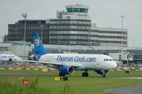 G-KKAZ @ EGCC - Thomas Cook -  Airbus A320 - Taxiing - by David Burrell