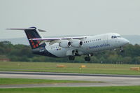 OO-DWF @ EGCC - Brussels Airlines - Avro RJ100 - Taking Off - by David Burrell