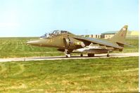 ZH656 @ EGQS - Harrier T.10, callsign Rafair 601, of 3 Squadron taxying to Runway 05 at Lossiemouth in May 1996. - by Peter Nicholson