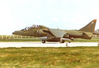 ZH664 @ EGQS - Harrier T.10 of 4 Squadron preparing for take-off on Runway 05 at Lossiemouth in April 1996. - by Peter Nicholson