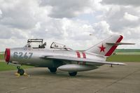 G-OMIG @ EGSU - PZL-Mielec SBLim-2A (MiG-15UTI) in Russian AF colour scheme at Duxford's Classic Jet & Fighter Display in 1996. - by Malcolm Clarke