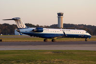 N161GJ @ ORF - United Express (GoJet Airlines) N161GJ (FLT GJS7373) taxiing to the gate after arrival on RWY 5 from Washington Dulles Int'l (KIAD) late in the day.