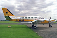 G-BMOA @ EGTC - Cessna 441 Conquest at Cranfield Airport, UK in 1988. Operating as an air ambulance. - by Malcolm Clarke