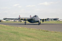 G-BLKA @ EGTC - De Havilland Venom FB54 at Cranfield Airfield, UK in 1988. - by Malcolm Clarke
