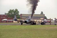 G-BLKA @ EGTC - De Havilland Venom FB54 at Cranfield Airfield, UK. Engine start-up. - by Malcolm Clarke