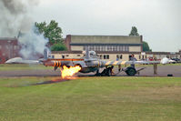 G-BLKA @ EGTC - De Havilland Venom FB54 at Cranfield Airfield, UK. Engine start-up. - by Malcolm Clarke