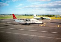 G-BVMX @ EGNT - Gill Airways Shorts 360 parked at Newcastle in March 1993. - by Peter Nicholson