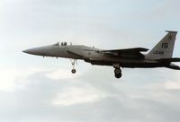 80-0048 @ EGQS - F-15C Eagle, callsign Eagle 2, of 57th Fighter Squadron on approach to Lossiemouth in September 1992. - by Peter Nicholson