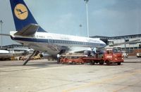D-ABEV @ LHR - Boeing 737-130 of Lufthansa seen at Heathrow in March 1971. - by Peter Nicholson