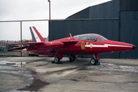 XR984 @ EGTC -  Hawker Siddeley Gnat T1. Previously with RAF 4 FTS and No 1 SoTT. Seen here in 1991 at the VAT facility at Cranfield prior to shipment to the USA. Now at the San Diego Flight Museum (N316RF). - by Malcolm Clarke