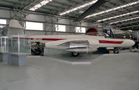 G-ARCX @ E FORTUNE - Gloster Meteor NF14. Built originally as an NF11, it was allocated the military reg WM261 but operated as a trials aircraft with the manufacturer and Ferranti under its civil reg. At The Museum of Flight, East Fortune, UK in 1993. - by Malcolm Clarke