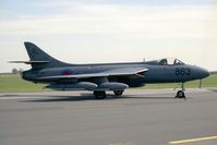 XF368 @ EGXW - Hawker Hunter GA11.  From RN FRADU, Yeovilton, and seen at RAF Waddington Photocall 1990. - by Malcolm Clarke