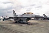 ET-199 @ EGXE - SABCA F-16B Fighting Falcon. From Eskadrille 726, Aalborg and seen at RAF Leeming Country Fair and Air Show in 1992. - by Malcolm Clarke