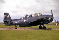 G-BTDP @ EGSX - General Motors TBM-3R Avenger during a photoshoot at North Weald in 1990.. - by Malcolm Clarke