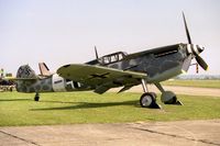 G-BOML @ EGSU - Hispano HA-1112-M1L Buchon at Duxford Airfield in 1990. - by Malcolm Clarke