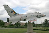 63-0319 @ EGUL - North American F-100D Super Sabre. 54-2269.  Re-serialled to 63-0319. The gate guardian at RAF Lakenheath's Brandon Gate entrance. - by Malcolm Clarke