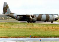 XV301 @ EGQS - Hercules C.3 of the Lyneham Transport Wing preparing to depart from RAF Lossiemouth in September 1993. - by Peter Nicholson