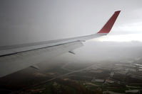 OE-LAY @ KIAD - Austrian Boeing 767-3Z9, c/n: 29867 wingview rain approach IAD Washington DC OS93