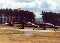 XX235 @ EGQL - Hawk T.1A of 74[R] Squadron together with companion XX 244 preparing to display at the 1997 RAF Leuchars Airshow. - by Peter Nicholson