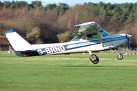G-BRND @ EGBD - Cessna 152 off on a training flight from Derby Eggington - by Terry Fletcher