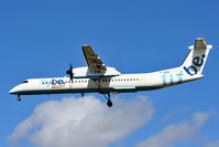 G-JEDN @ EGGP - As shot from the corner of 'The Mound' this FlyBe is inbound on 27. - by MikeP