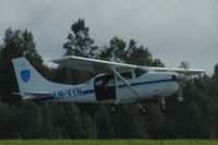 LN-VYN @ ENRY - Cessna 206 used for paradropping taking off from Rygge air force base. - by Henk van Capelle