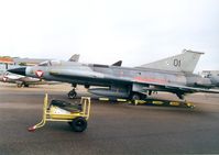 01 @ MHZ - J-35OE Draken of FLRegt II Austrian Air Force on display at the Mildenhall Air Fete of 2000. - by Peter Nicholson