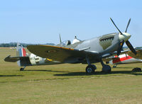 G-BRRA @ EGSU - Historic Flying Ltd. Wears RAF markings, coded 'SH-L' and serial MK912. - by vickersfour