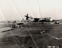 N4998K @ VULTEE FIE - Taken at the North American plant in Downey, Ca. circa 1949. First production AJ-1 Savage in background. Crashed in 1950 (BuNo 122590). Photo courtesy of Nick Glavinich