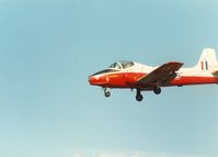 XW353 @ EGQS - Jet Provost T.5A of the Central Flying School on final approach to Lossiemouth in September 1989. - by Peter Nicholson