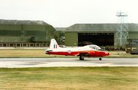 XW359 @ EGQS - Jet Provost T.5A of 1 Flying Training School joining the active runway at Lossiemouth in September 1989. - by Peter Nicholson