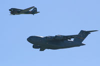 97-0046 @ EFD - The Spirit of Gary Austin C-17 and Spooky C-47 fly in formation at the 2009 Wings Over Houston Airshow