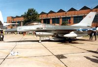 E-182 @ MHZ - F-16A Falcon of Esk 730 Royal Danish Air Force in the static park at the 1993 Mildenhall Air Fete. - by Peter Nicholson