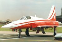 J-3091 @ MHZ - F-5E Tiger of the Patrouille Suisse display team on the flight-line at the 1995 Mildenhall Air Fete. - by Peter Nicholson