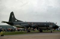 303 @ MHZ - P-3C Orion of 320 Squadron Royal Netherlands Navy on display at the 1983 Mildenhall Air Fete. - by Peter Nicholson