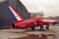 XR984 @ EGTC - Hawker Siddeley Gnat T1. Previously with RAF 4 FTS and No 1 SoTT. Seen here in 1991 at the VAT facility at Cranfield prior to shipment to the USA. Now at the San Diego Flight Museum (N316RF). - by Malcolm Clarke