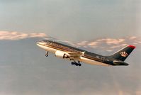 F-ODVI @ LSGG - Airbus A310-304 Princess Haya of Alia Royal Jordanian Airlines climbing out of Geneva in March 1994. - by Peter Nicholson