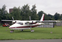 G-JAJV @ EGTC - Partenavia P68C at Cranfield Airfield in 1987. - by Malcolm Clarke