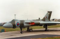XH558 @ EGVA - The Vulcan Display Team's aircraft, callsign Vulcan 01, from RAF Waddington on the flight-line at the 1987 Intnl Air Tattoo at RAF Fairford. - by Peter Nicholson
