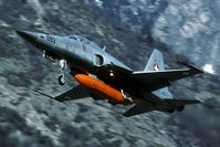 J-3093 @ LSMJ - A typical take off from an Alpine airfield: full AB low through the valley with the main gear retracting instantly