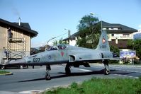 J-3077 @ LSMJ - This is the strangest picture I've ever taken: a Tiger rolls through the village of Turtmann while the traffic on the main street is halted by traffic lights and soldiers.