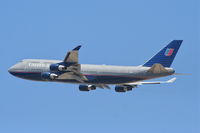 N128UA @ KLAX - United Airlines Boeing 747-422, N128UA 25R departure KLAX. - by Mark Kalfas