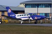 G-TASK @ EGNH - Ordanance Survey Cessna 404 parked at Blackpool - by Terry Fletcher