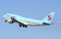 HL7606 @ KLAX - Korean Airlines Cargo Boeing 747-4B5F, KAL8208 25R departure for PANC. - by Mark Kalfas