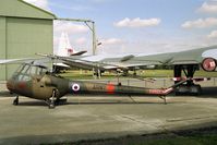 XM555 @ EGWC - Saro (Saunders-Roe) Skeeter AOP12. Originally produced by the Cierva Autogiro Company. Seen at RAF Cosford Aerospace Museum in 1989 - by Malcolm Clarke